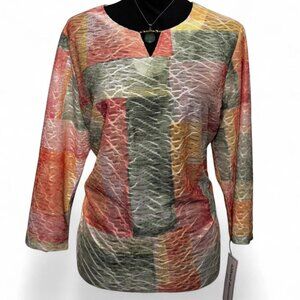 Alfred Dunner multicoloured tunic top with 3/4 sleeves